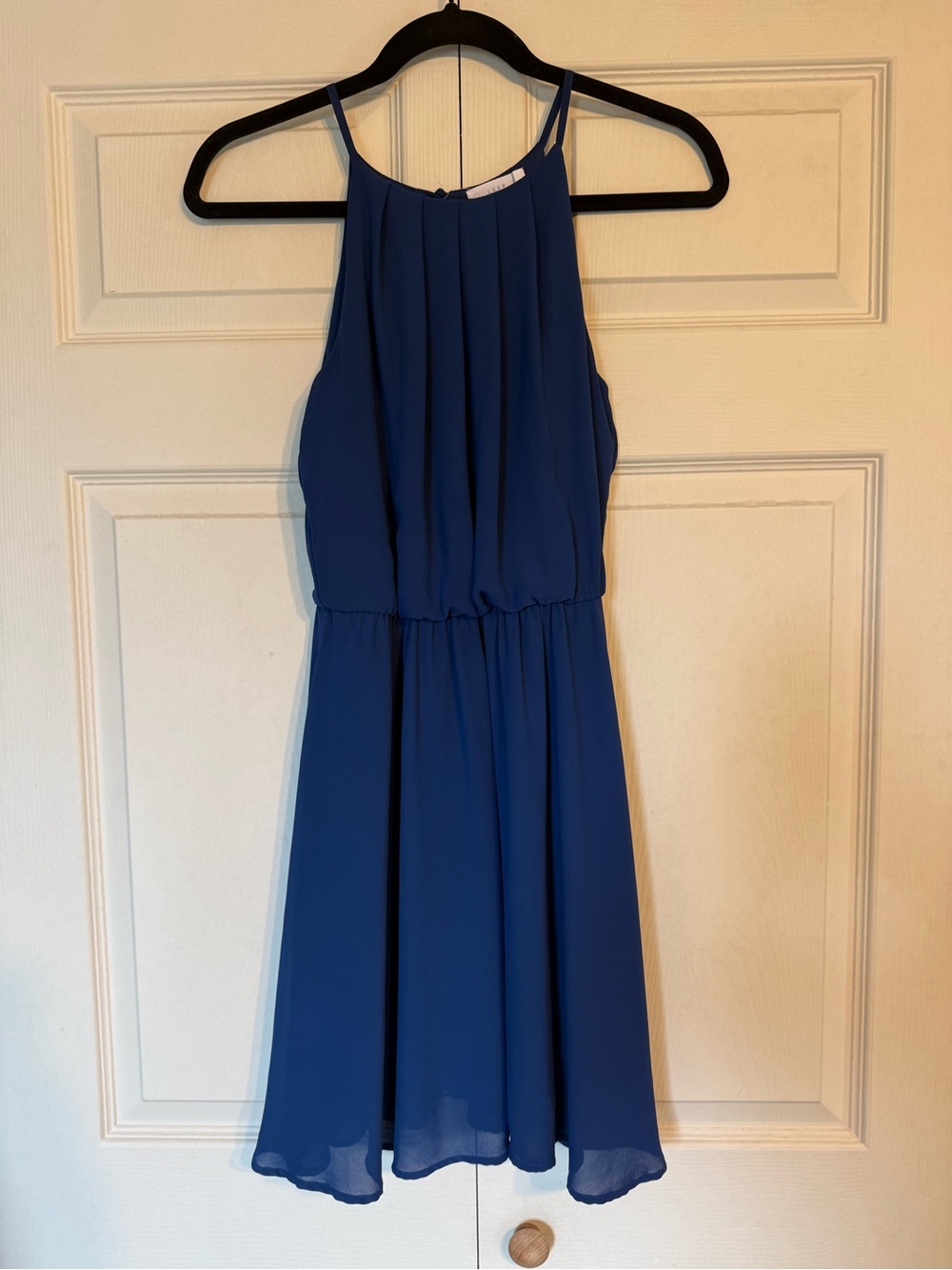 Lush Spaghetti Strap Summer Dress Blue Pleated Short Mini Knee Length Small